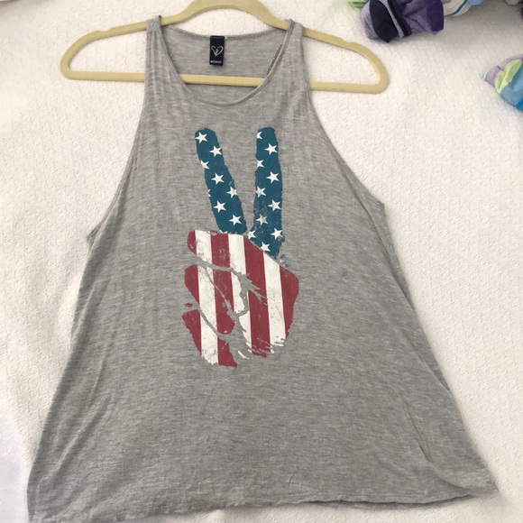 Peace sign stars and stripes flag tank top - Sz M - Picture 4 of 4